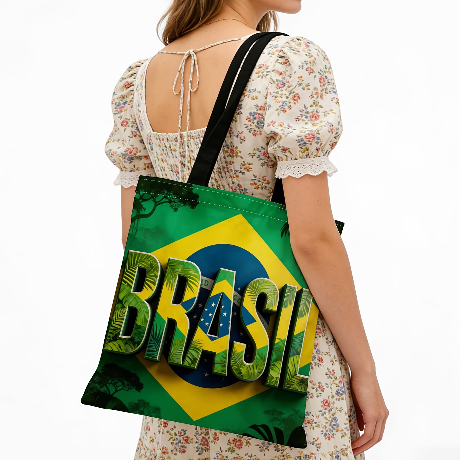 TEMU Borsa tote di grande capacit� adatta per viaggi e shopping - Borsa a con stampa a tema e del Brasile, resistente, lavabile in lavatrice, per uso