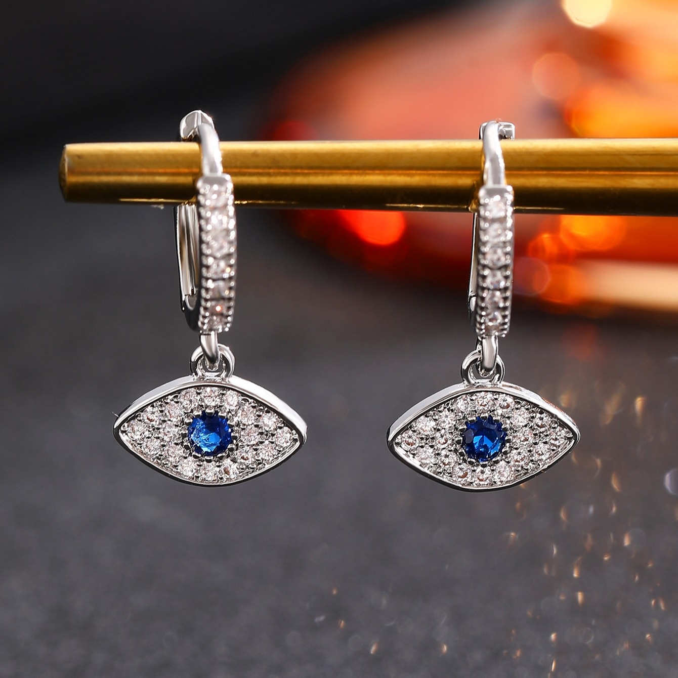 TEMU 1 Pair Demon Of Cubic Zirconia Artificial Zirconia Pendant Women's Earrings Fashion Vintage Suitable For Daily Holiday Party Wear