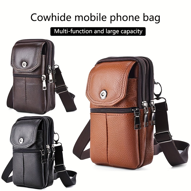 

Men's Genuine Leather Phone Holster - , Waist Pack With Belt Loop For Work & Use