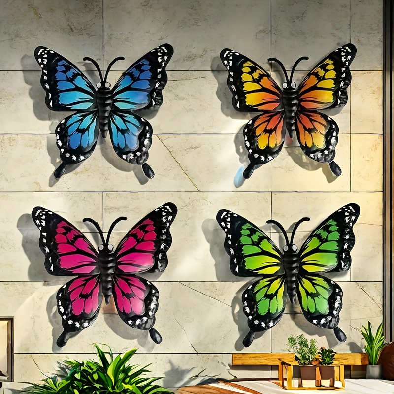 

4 Pieces Metal Butterfly Wall Decor - Suitable For Outdoor Fences, Courtyards, Living Rooms, Bedrooms, Patios, Balconies, And Terraces - Perfect Gift For Family And Friends