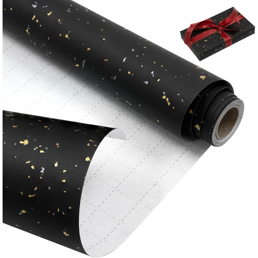 Birthday Gift Wrapping Paper Roll, 43cm X Black Wrapping Paper For Birthday, Wedding, Baby Shower, Party Present Decoration