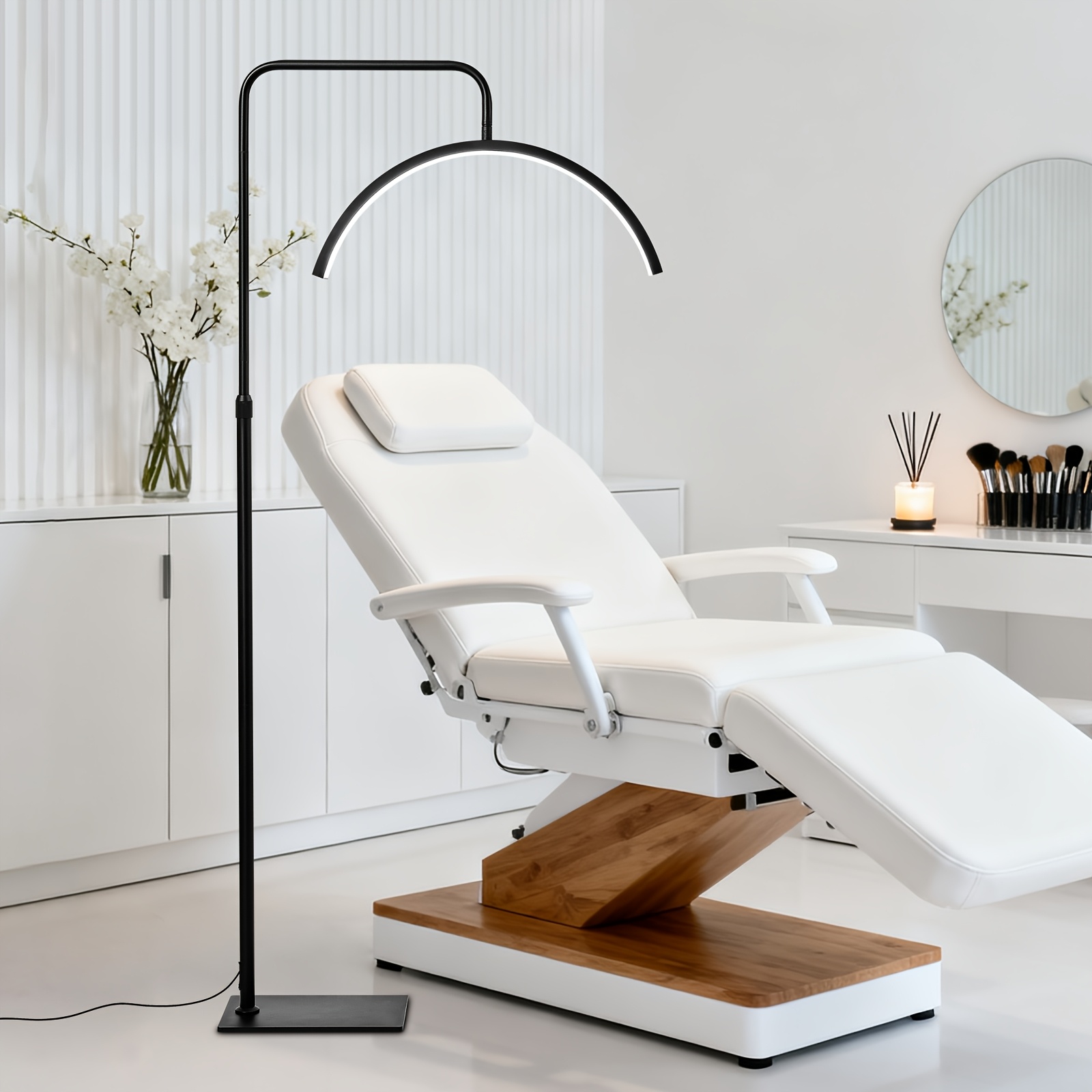TEMU Lash Light For Eyelash Extensions, Half Moon Led Floor Lamp, Adjustable Height Standing Floor Lamp With Remote Control, 360° Rotatable Dimming