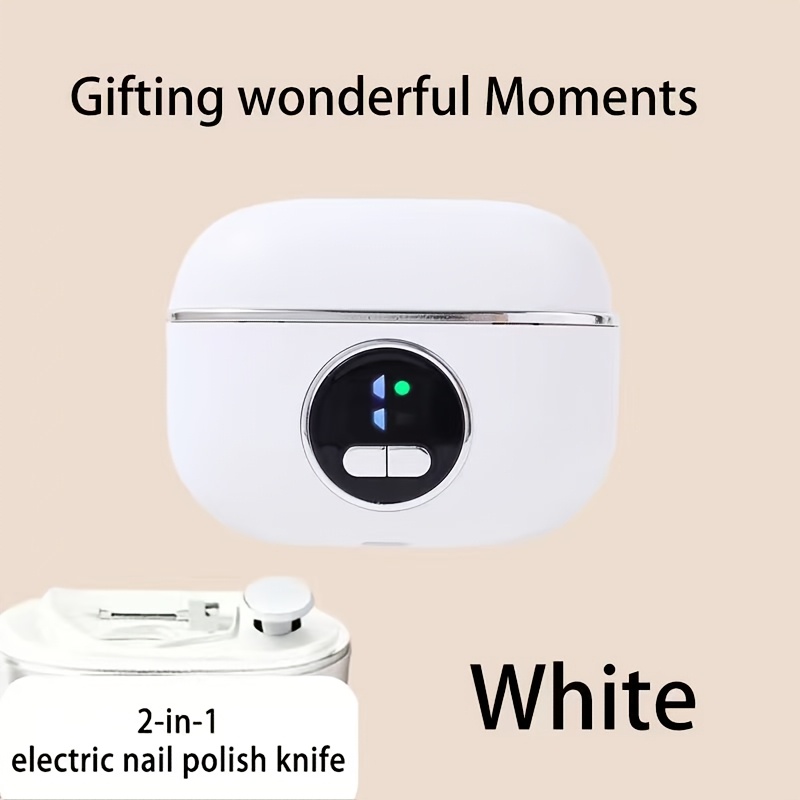 E-shop 2-in-1 Elektrischer Nagelknipser Polierer mit LED-Licht, Abfallbehälter, -Klemm-Sicherheitsfunktion, Polier- Schleiffunktionen, USB-Ladung,