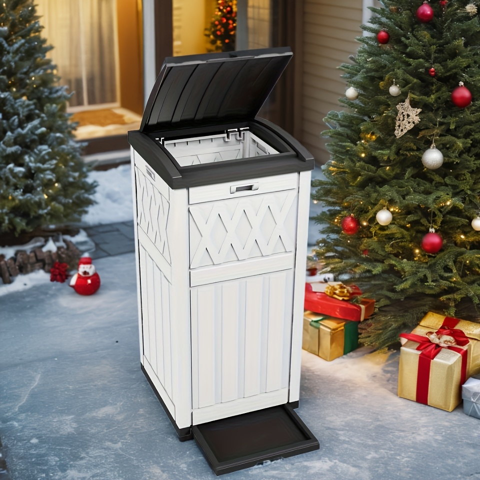 

Quoyad33 Gallon Outdoor Trash Can With Layered Lid And Waterproof Garbagebbin. Deck Boxes