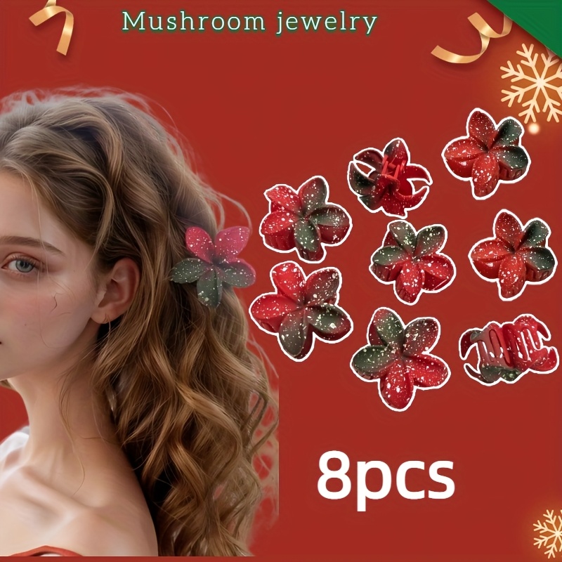 TEMU Lot de 8 pinces à fleurs d'œuf série Noël, essentielles pour les fêtes du An, pince à fleur de neige moyenne adaptée pour le réveillon du An, de