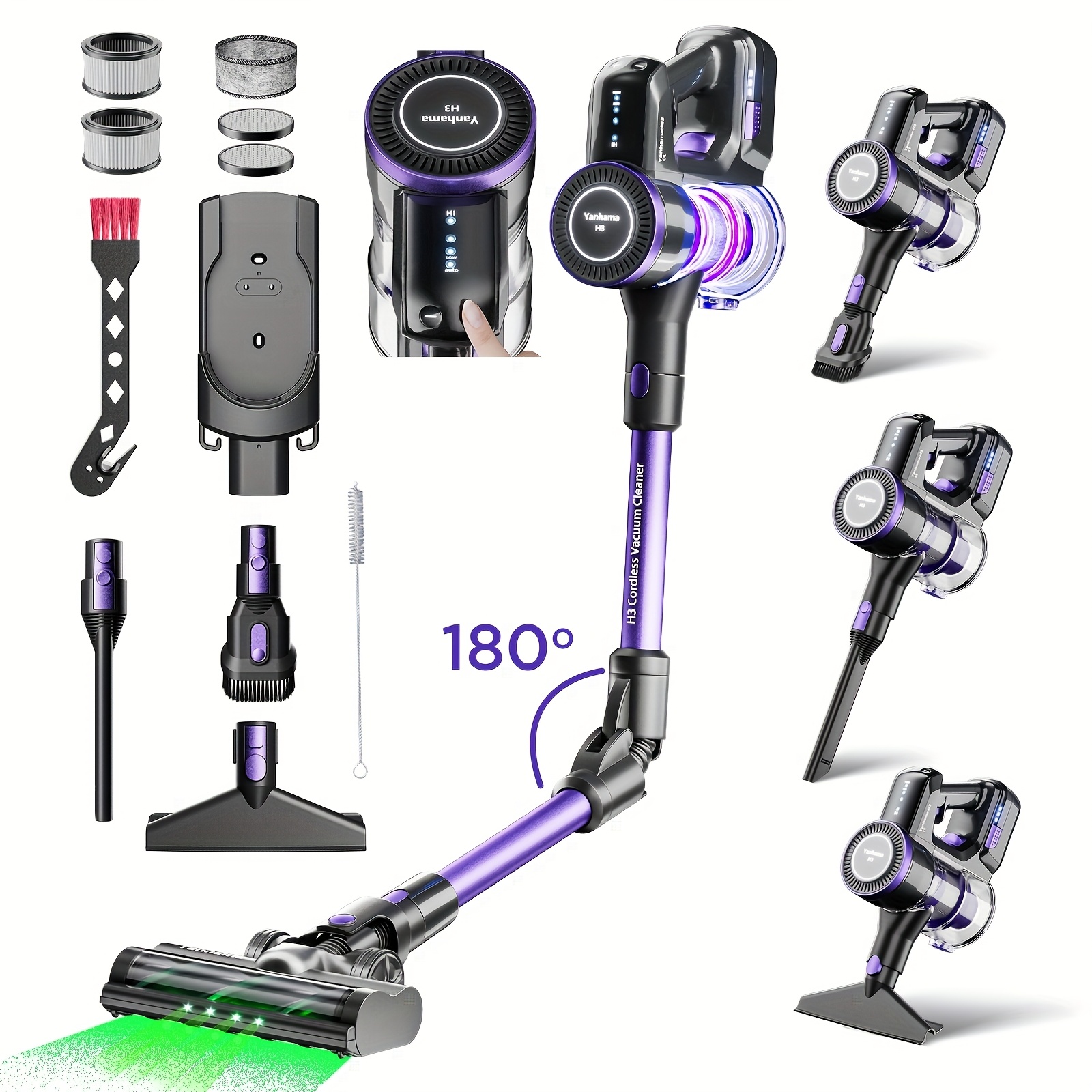   59KPA Wireless Vacuum Cleaner, 540W Brushless Motor, Multi Speed Suction Adjustment, Suitable For Carpets, Hardwood, Sofas, And Pet Hair