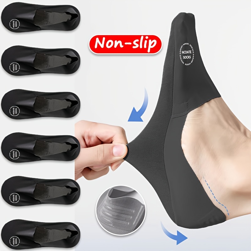 TEMU 6-pair Summer Men's Thin Letter Ncdate Comfortable Breathable Towel Bottom Non-slip No-mark Invisible Socks Short Socks - Suitable For Daily