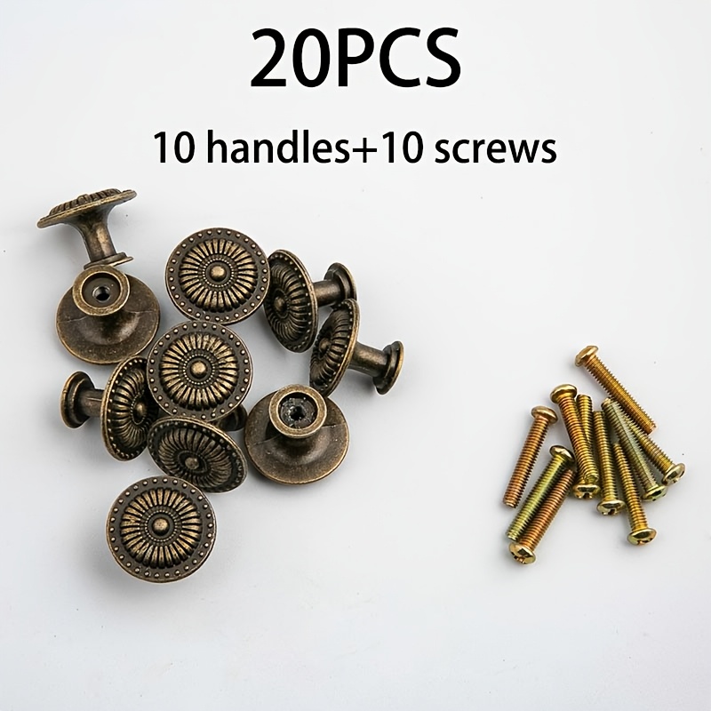 E-shop 10/20 Stück Metall Schubladengriffe & Schrankknöpfe - Eisen Rundknöchel (Kompatibel für Kommoden, Küchenschränke, Möbelbeschläge) -