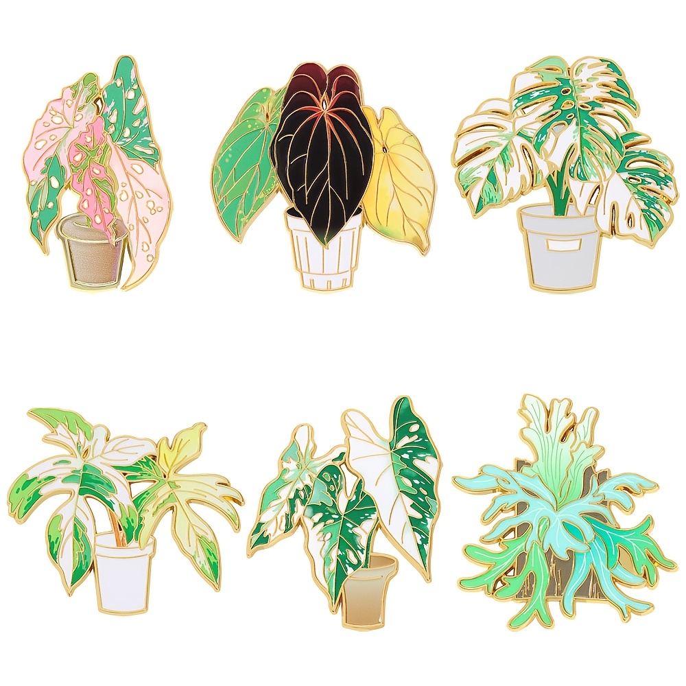 TEMU 6pcs/ Plants Enamel Pin Fashion Decorative Badge Ornaments Lapel Bag Badges Gifts