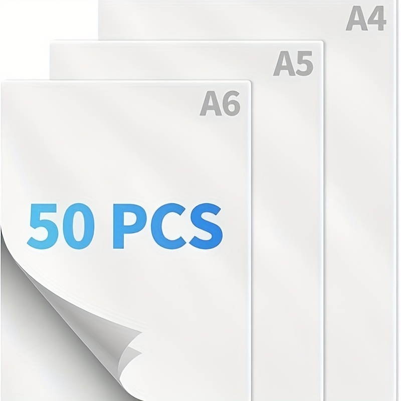 TEMU GDGDSY 50 Stück Laminierfolien, 3 Größen Laminierfolien für Laminiergerät, Klar, Letter Size, Büro, Fotos und Akten, (5 Stück A4 + 20 Stück A5 +