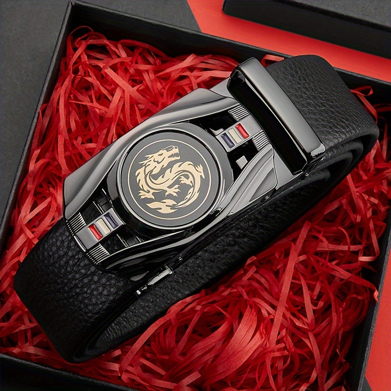 

Business Automatic Men's Belt With Dragon Pattern Alloy Head And Personalized Waist Belt