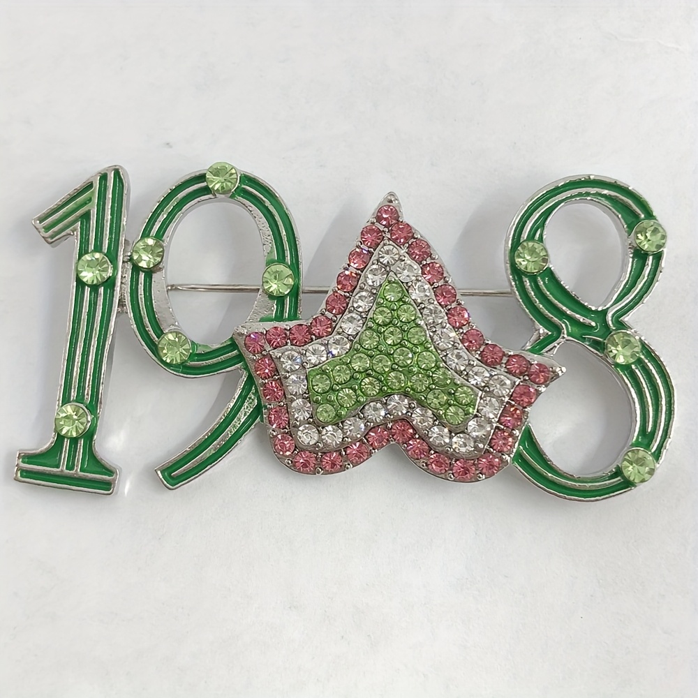 TEMU Large Fashionable Pink And Green Brooch Jewelry For Greek Sisters Graduation Gift