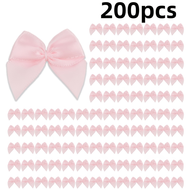 TEMU 200pcs Multicolor Mini Satin Ribbon Bows, , Christmas Tree Bows And Gift Party Decorations, 1-inch Fabric Small Bow Decorations For Gift Box