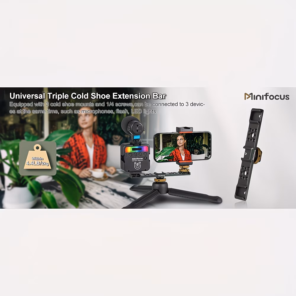 supporto per flash con attacco a , di prolunga 3-in-1 in di alluminio, realizzata in di alluminio, adatta per fotocamere /sony/nikon come adattatore universale per flash, compatibile con microfoni, luci led , per il vlogging Dettagli dell'articolo 1