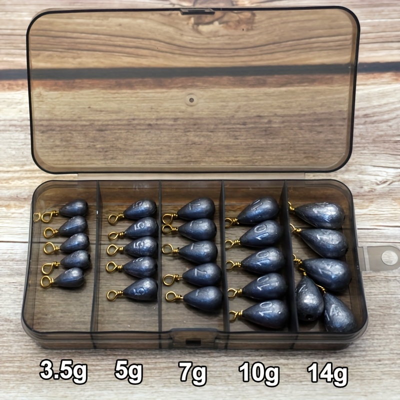 20/25pcs Teardrop Swivel Ring Sinker Rig Hook Sinker Teardrop Sinker Fishing Tackle Accessories Fishing Supplies