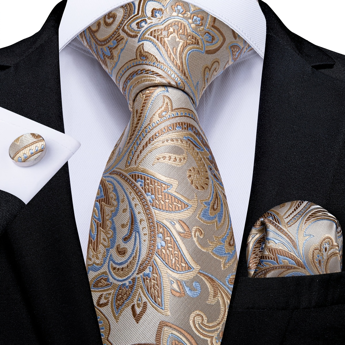 TEMU Gentleman Formal 3pcs Tie Set, Accessory To Upgrade For Work & Wedding