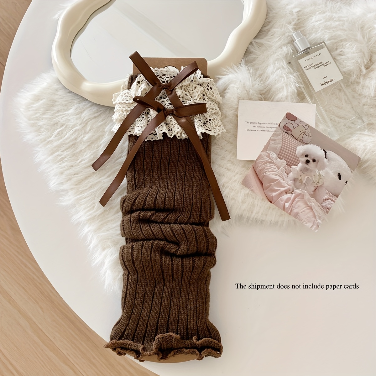 TEMU 1 Pair Of Autumn And Winter Lace Stockings For Women Lolita Style Style Bow Long Stockings Ballet Style Pile Socks, Cute Leg Covers Exotic-y2k