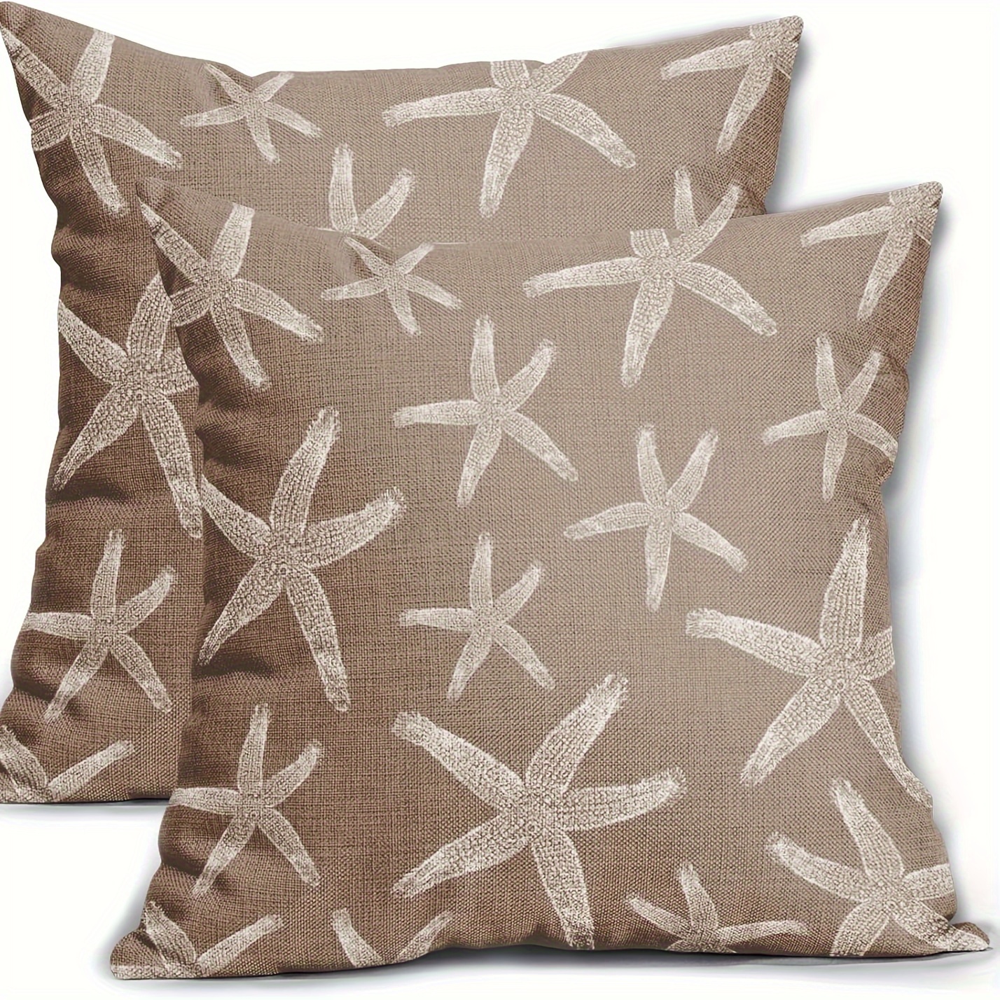 

2pcs, Brown Starfish Coastal Pillow Covers Summer Nautical Beach Decorative Throw Pillows Outdoor Pillowcase Square Linen Farmhouse Decor For Couch Sofa Bed Only Pillowcases 16x16/18x18/20x20