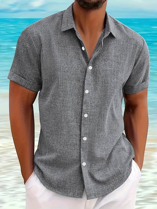mens summer casual sporty outdoor short sleeve cardigan button up top for vacation travel beach and parties