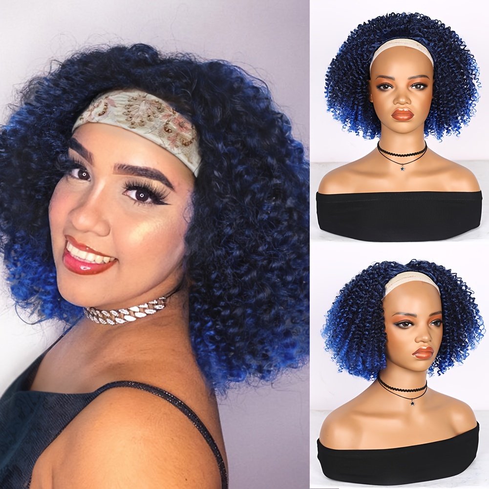 Purple Synthetic Wigs Short Curly Bob Wigs For Women 3 4 Half Wigs Heat Resistant Wigs