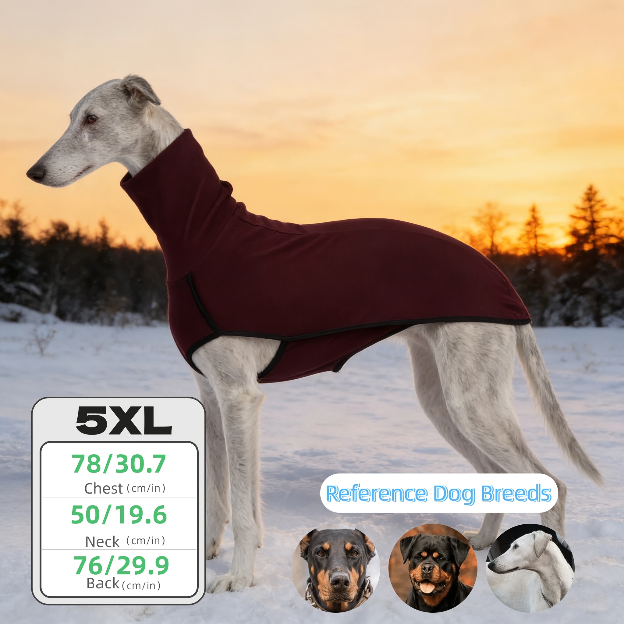 TEMU Autumn Winter Turtleneck Greyhound Whippet Dog Clothes, Pet Clothing Solid Color Dog Clothes Warm High Neck Dog Suit Pet Apparel