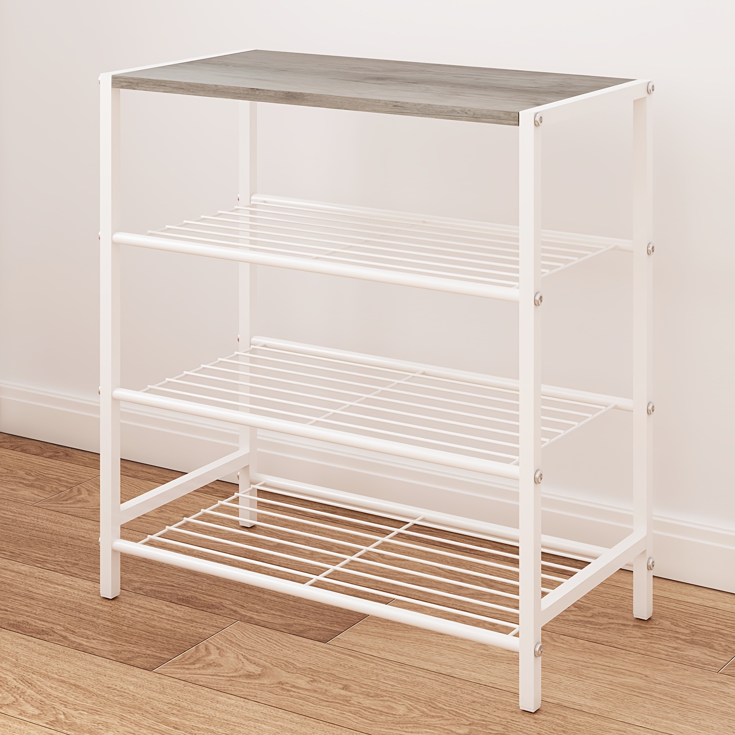 TEMU Single Piece Shoe Organizer, Metal Shelving Unit, Useful Storage Solution, Versatile Storage Rack, Offered In Black And White, Ideal For