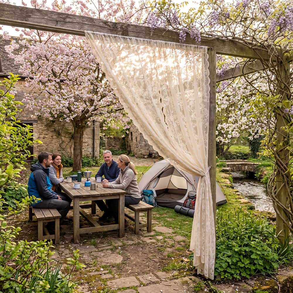 TEMU Lot de 2 rideaux d'extérieur bohèmes XYANBUY pour patio, tonnelle et jardin - Panneaux de voilage semi-transparents avec passe-tringle, panneaux