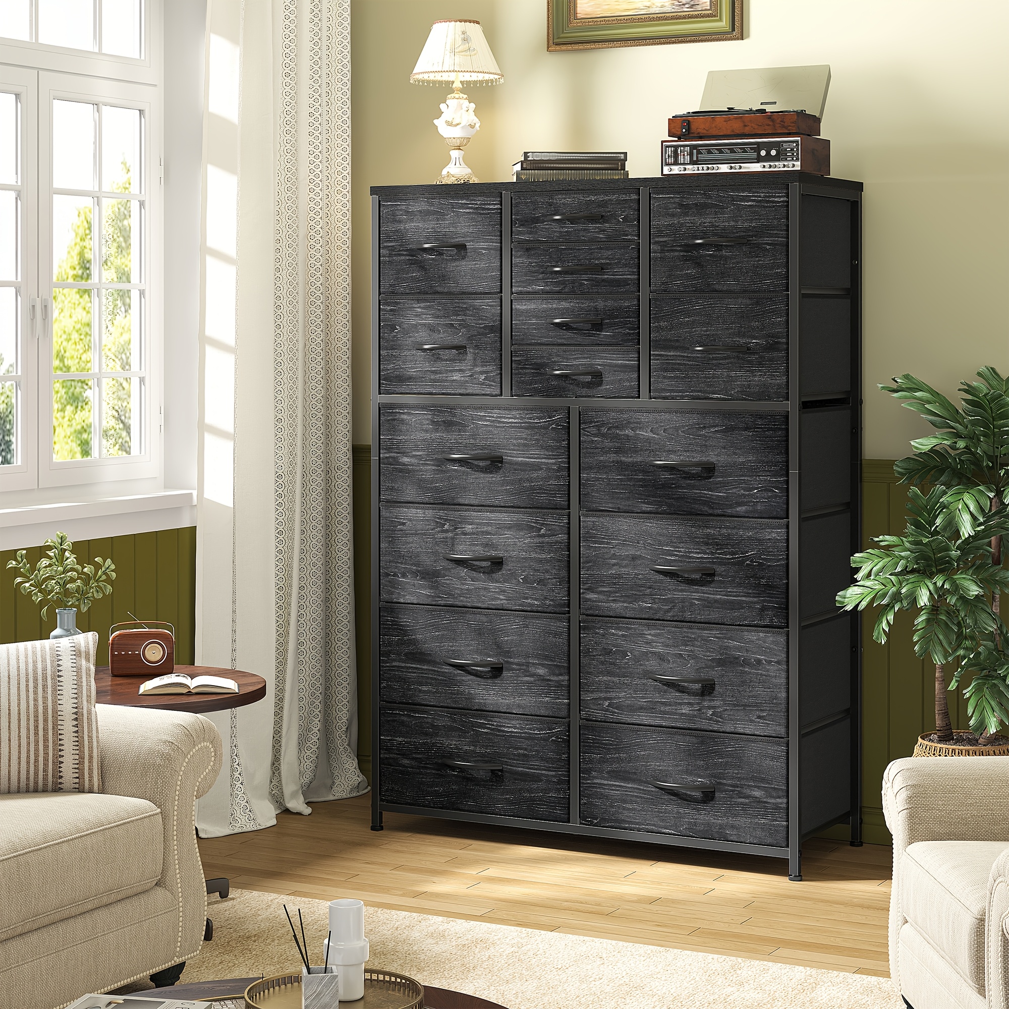 white christmas dresses 4 Drawer Dresser Nightstand, Grey/Rustic Brown main image 1