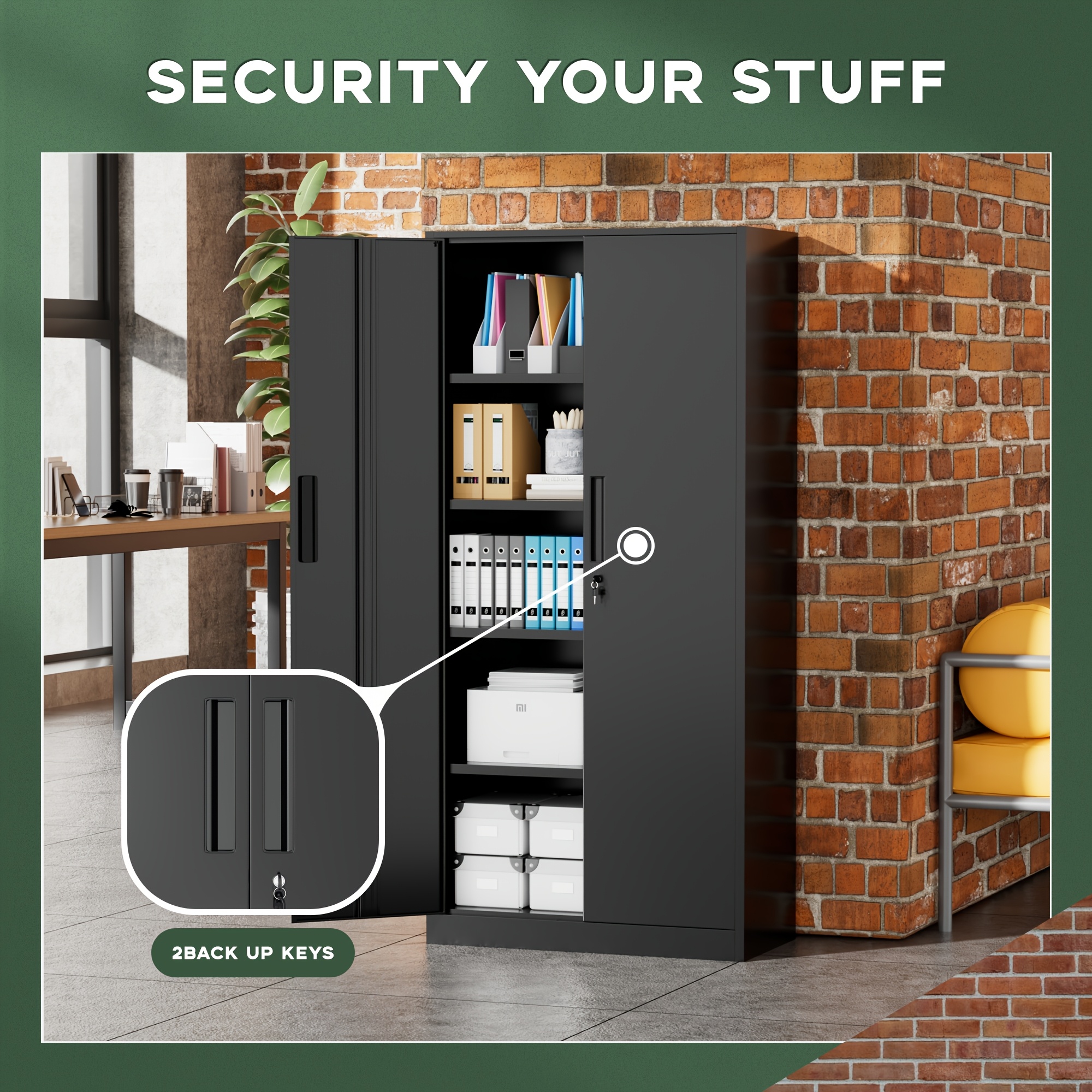 Lockable Metal Filing Cabinet, Metal Filing Cabinet, Used For Storing Documents And Office Supplies, Equipped With A Door And Shelves, Is A Modern Style Filing Cabinet, Convenient To Use And With A Small Footprint.