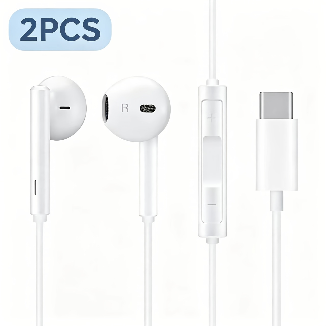 TEMU Type-c Wired Earphones Suitable For Iphone 16/15 Phones, In-ear Style For Ipad, For, Xiaomi, Vivo, Oppo, Oneplus. Universal With Remote Control