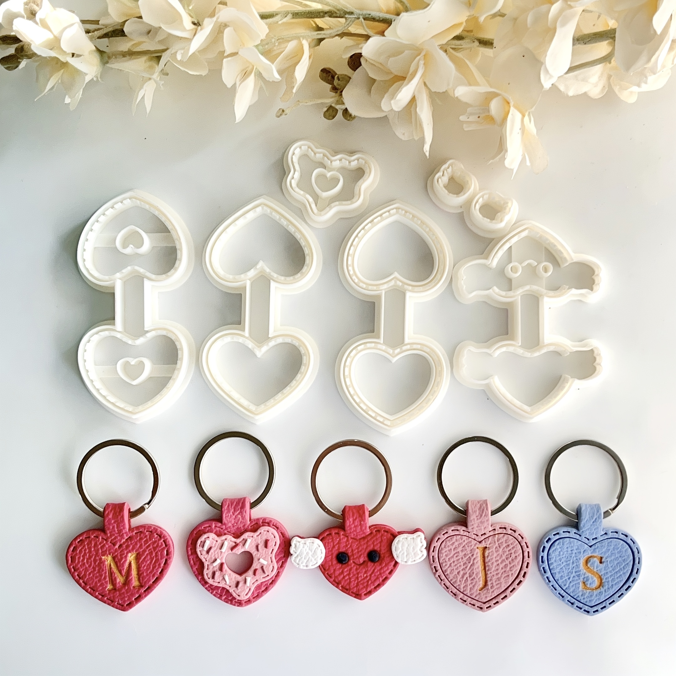 

1 Set Valentine's Day Heart-shaped Polymer Clay Keychain Molds - Diy Crafting And Jewelry Making Tools For Earrings And Keychains - Plastic Craft Molds Set