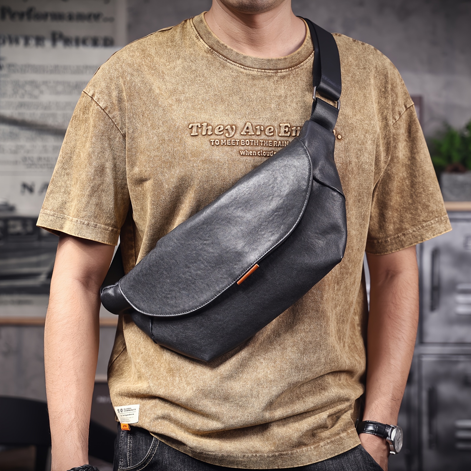 Mini PU Leather Crossbody Messenger Bag Men