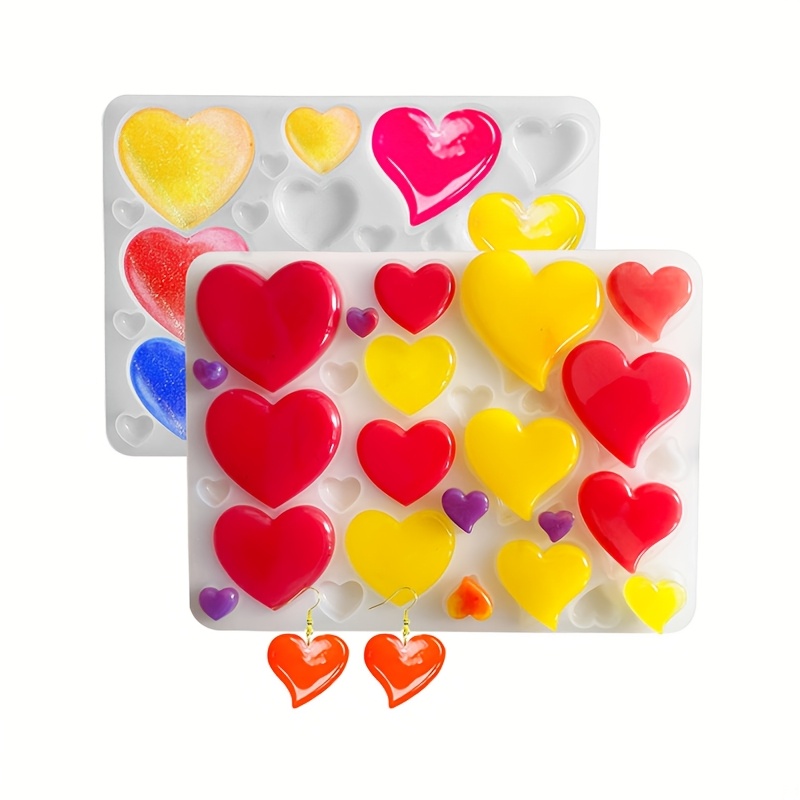 

Valentine's Day Mix Size Heart Resin Mold, 28 Love Heart Shape Silicone Mold Earring Keychain Pendant Epoxy Casting For Diy Craft Jewelry Making Charms, Women Girls Gift