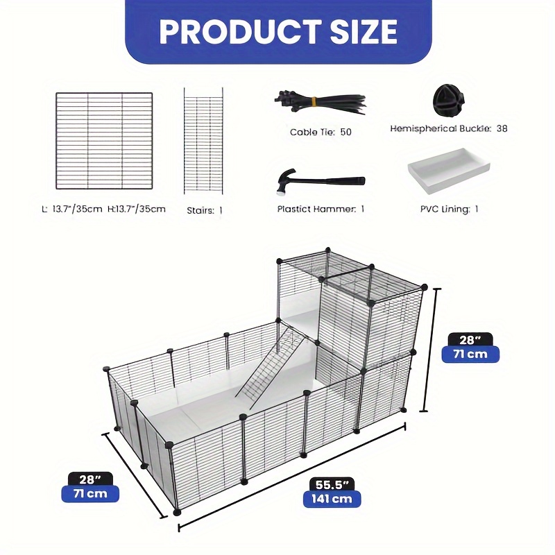 

Breezelodge Guinea Pig , 55x28x28 C&c Small For Pet Dog Rabbit , 30pcs Metal Grids, Bottom, And