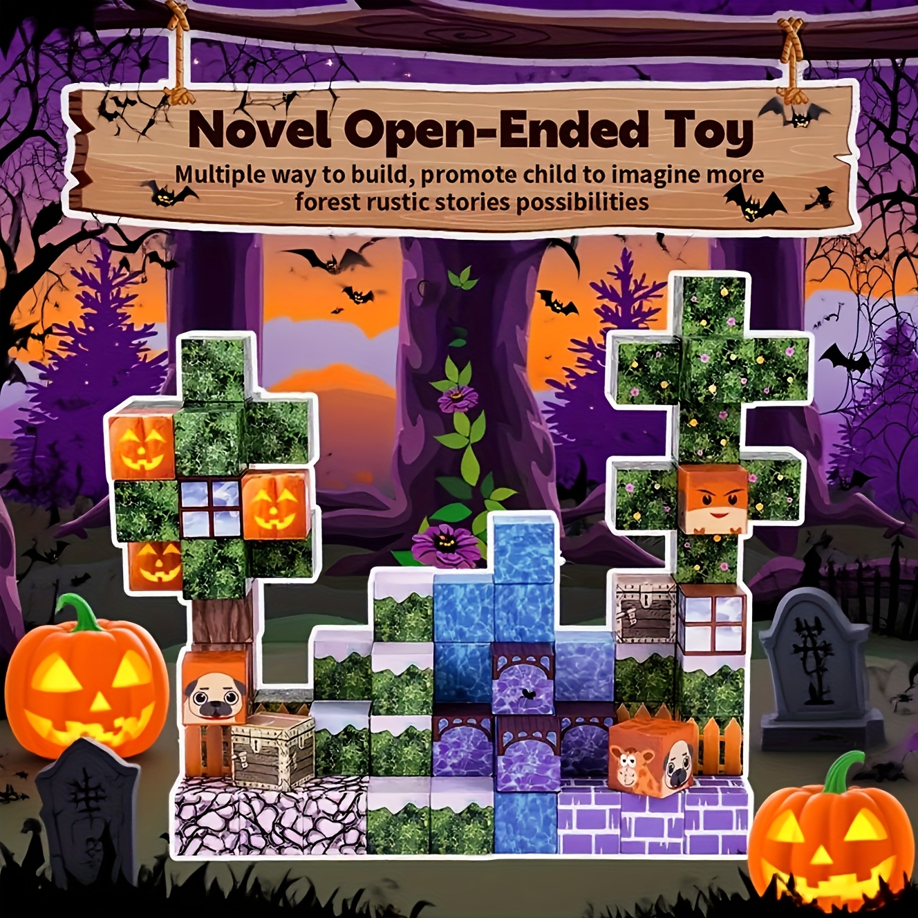 100pcs Forest-Themed Magnetic Building Blocks