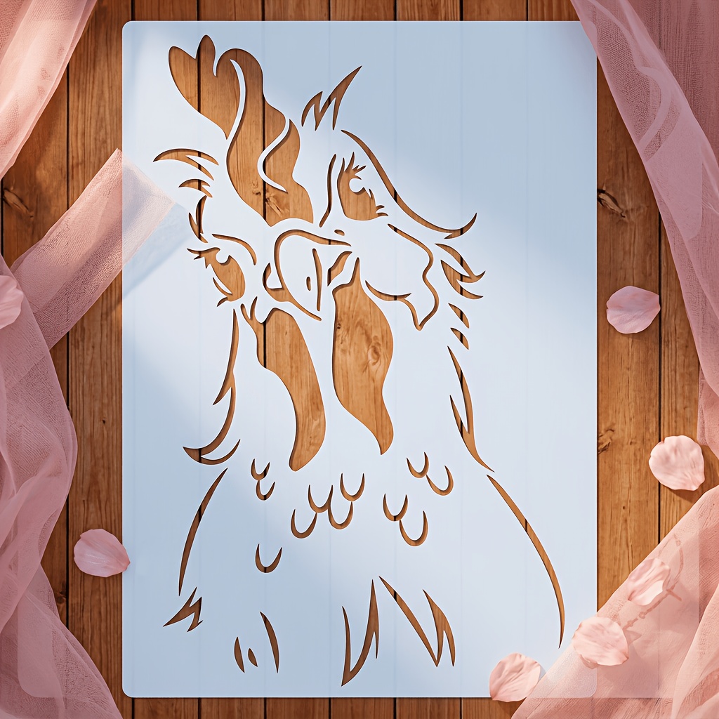 TEMU 1pc A4 Stencil For Painting - Reusable Bird Poultry Farm Animal Template For Diy Art Craft, Scrapbooking, Journaling, Wall Decor, Card Making,