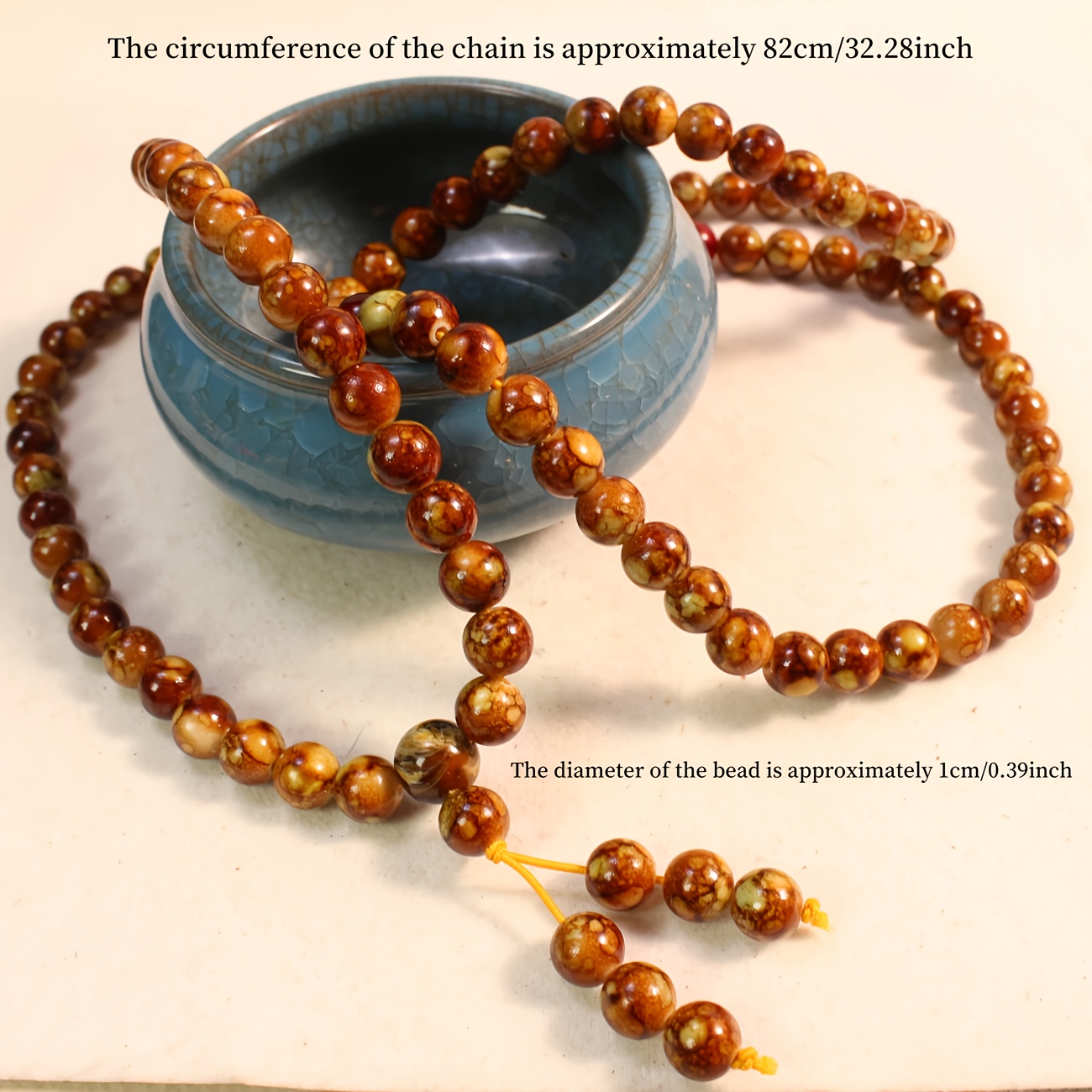 Fashionable 108 Amber Beads Necklace and Bracelet Set