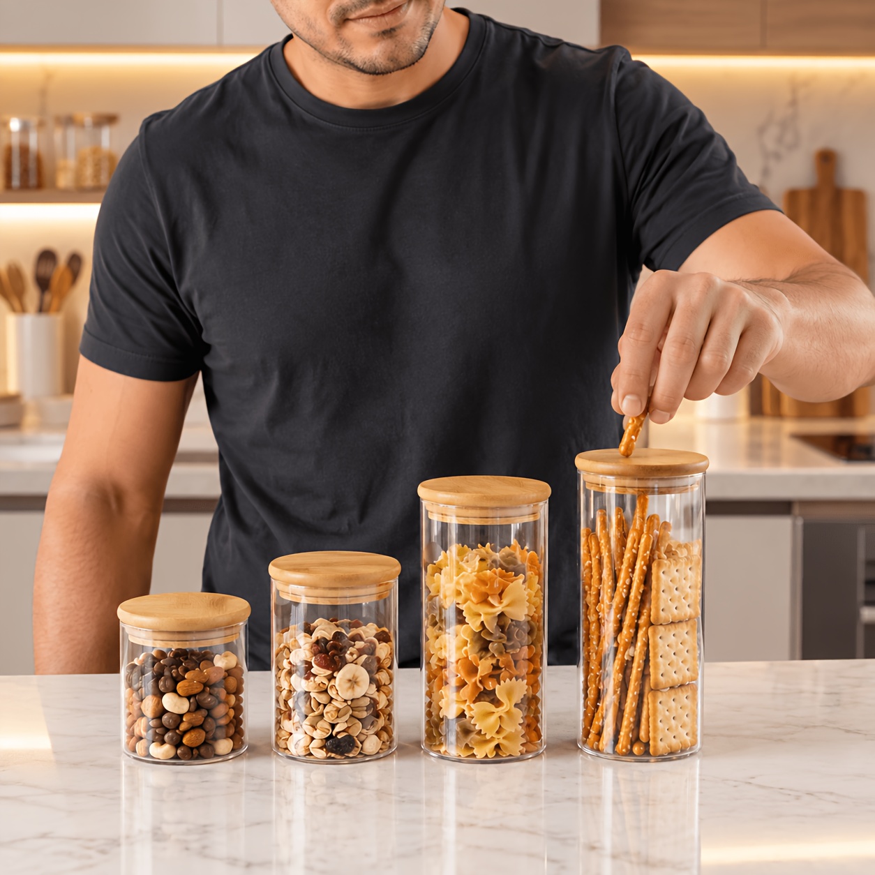 TEMU 4pcs Set Of High-borosilicate Sealed Glass Containers, Transparent Glass Jars, Food Storage And Organization Set, Spice Storage And Organization