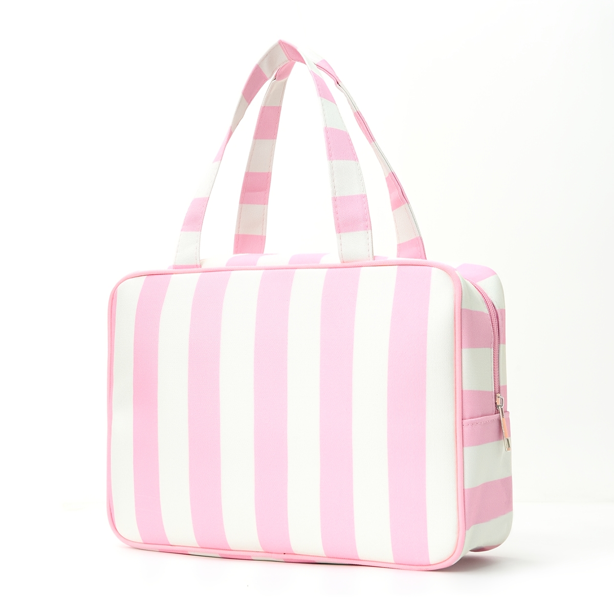 TEMU A Unisex Travel Toiletry Bag With Smooth Vertical Stripes, Convenient Handle, And A Makeup Storage Pouch For Organizing Toiletries, Suitable For