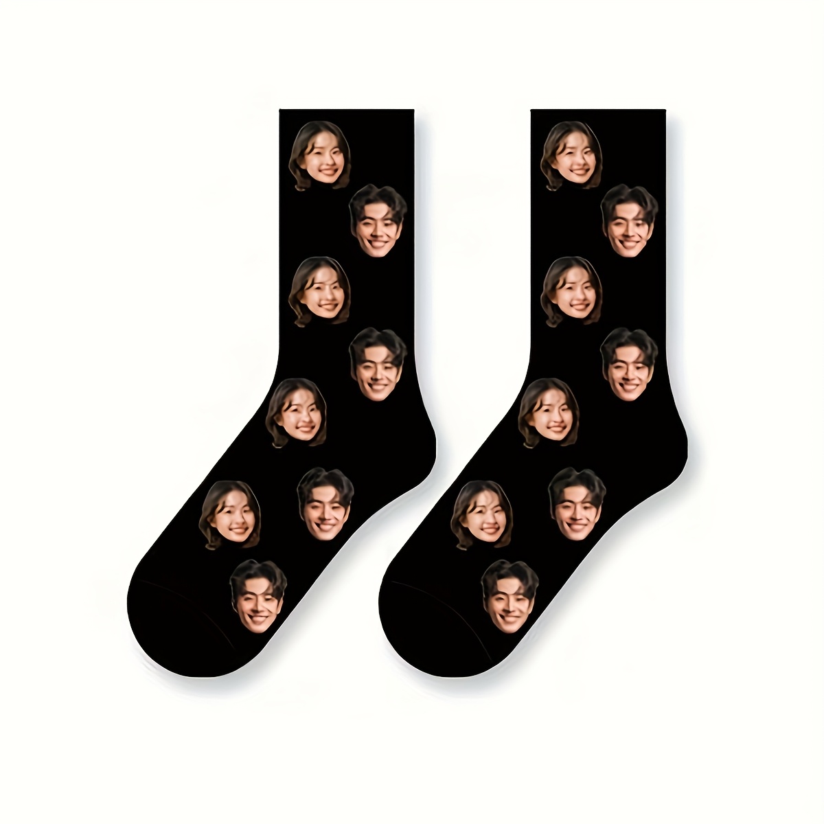 TEMU A Pair Of Personalized Custom 's Mid-calf Socks Featuring Photos Of Guys And Beautiful, Fun Custom Image Couple Socks, Suitable For Valentine's