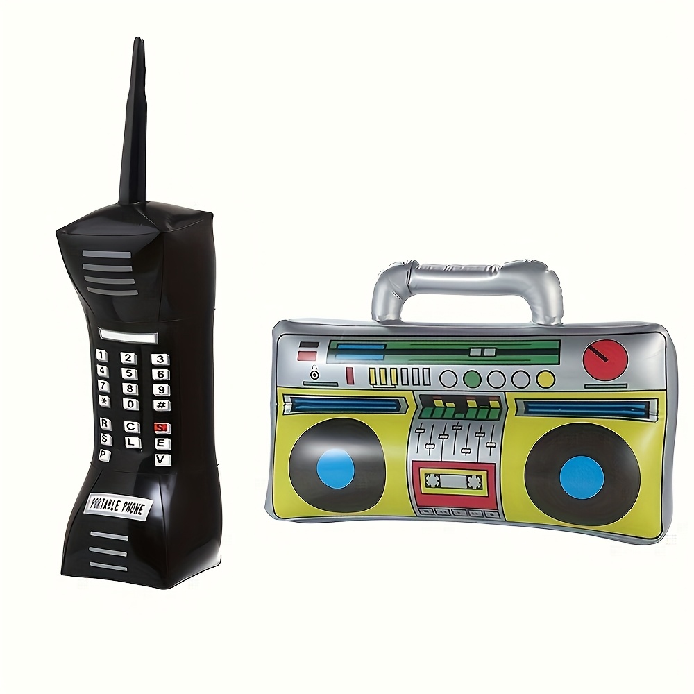 TEMU Set de 2 globos inflables de radio de , decoración para fiestas, con forma de teléfono móvil, accesorios para de temática hip-hop y discoteca