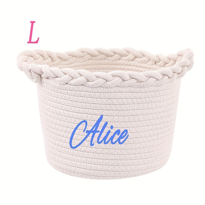 Personalized Baby Name Basket - Custom Text/name -look Woven Fabric Storage With Name Label - Baby Shower Gift, Room Decor, Multipurpose Basket For, Clothes & Organization (add ), Shelf Baskets