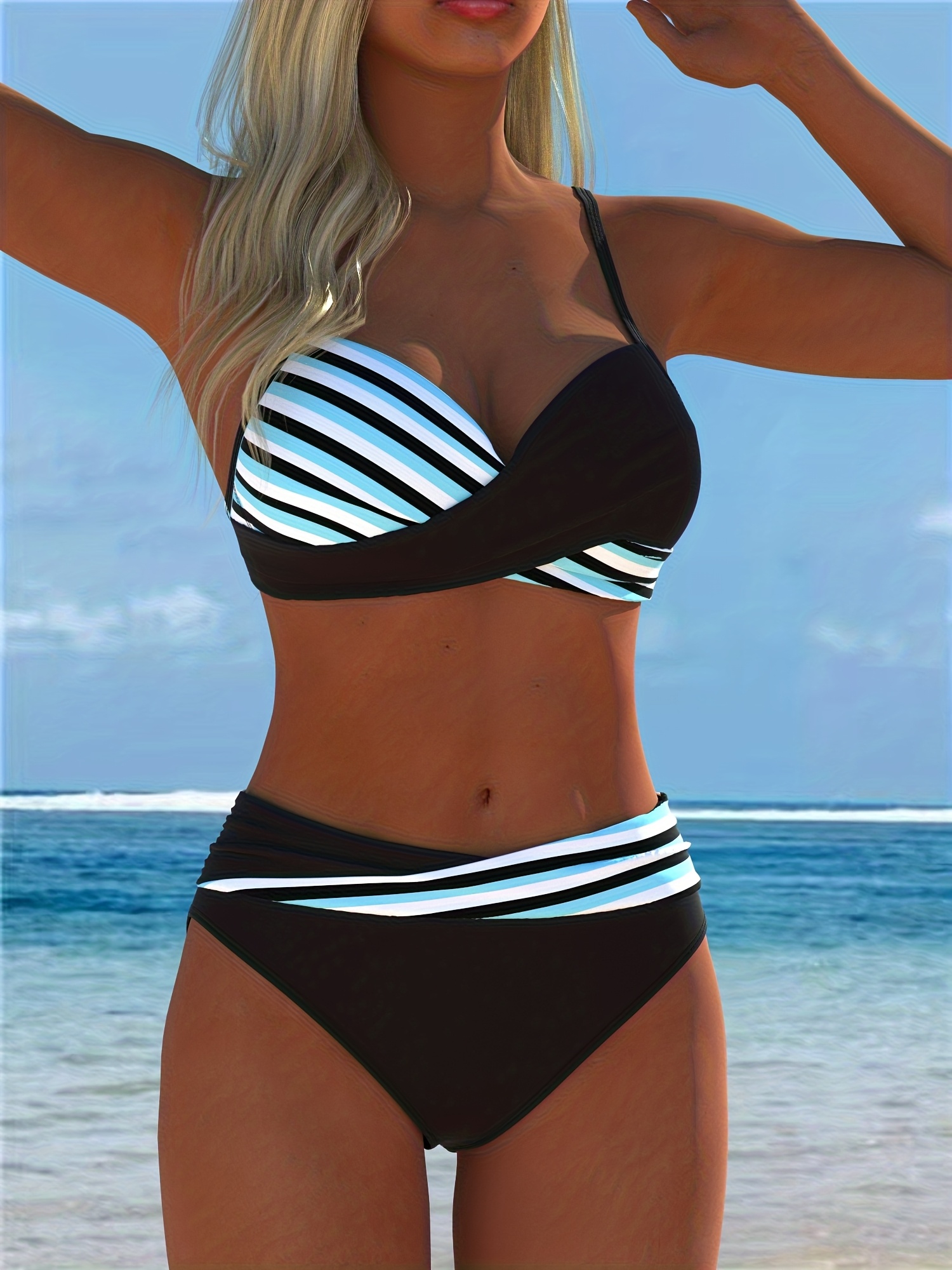 Biquíni com Patchwork e Blocos de Cor, Moda Praia, Moda Piscina 4