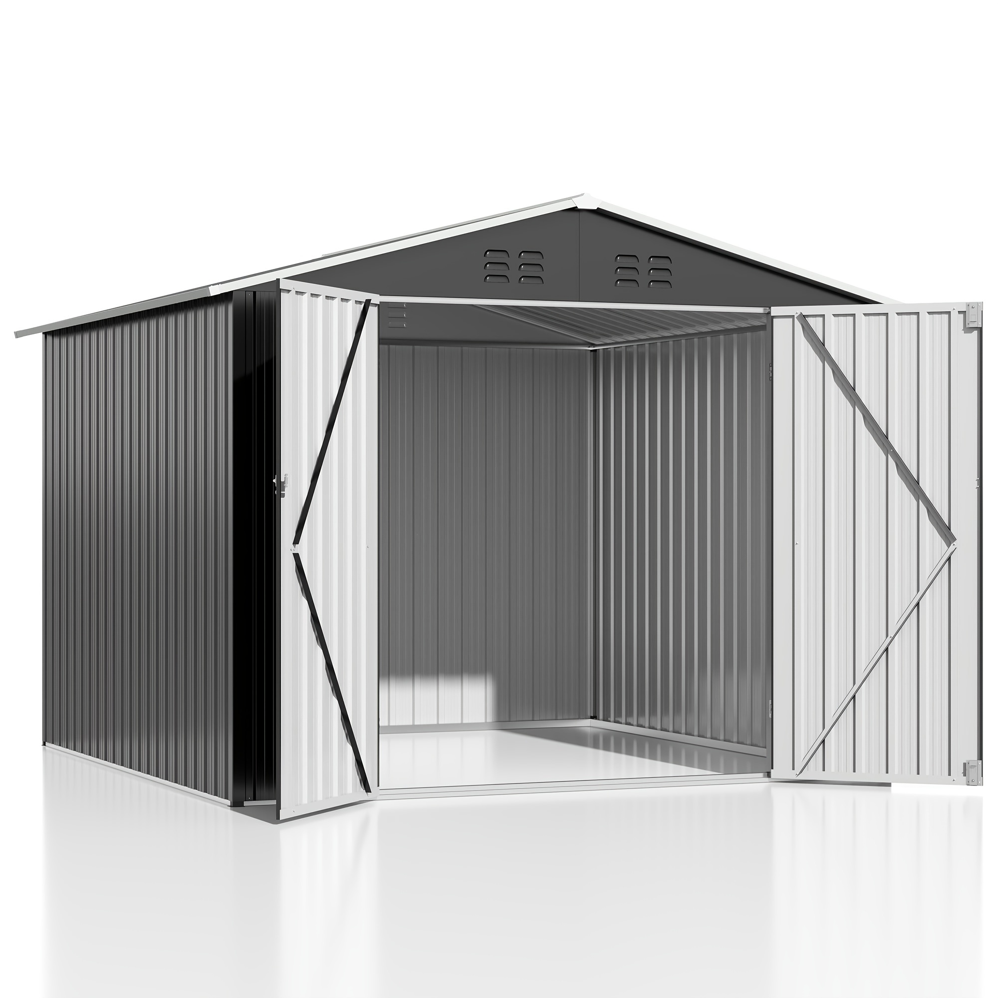 TEMU Paitomax Outdoor Storage Shed, Featuring An Improved And Secure Lockable Doors, Metal Tool Shed Ideal For , Garden, Patio, Or Lawn, Grey Color