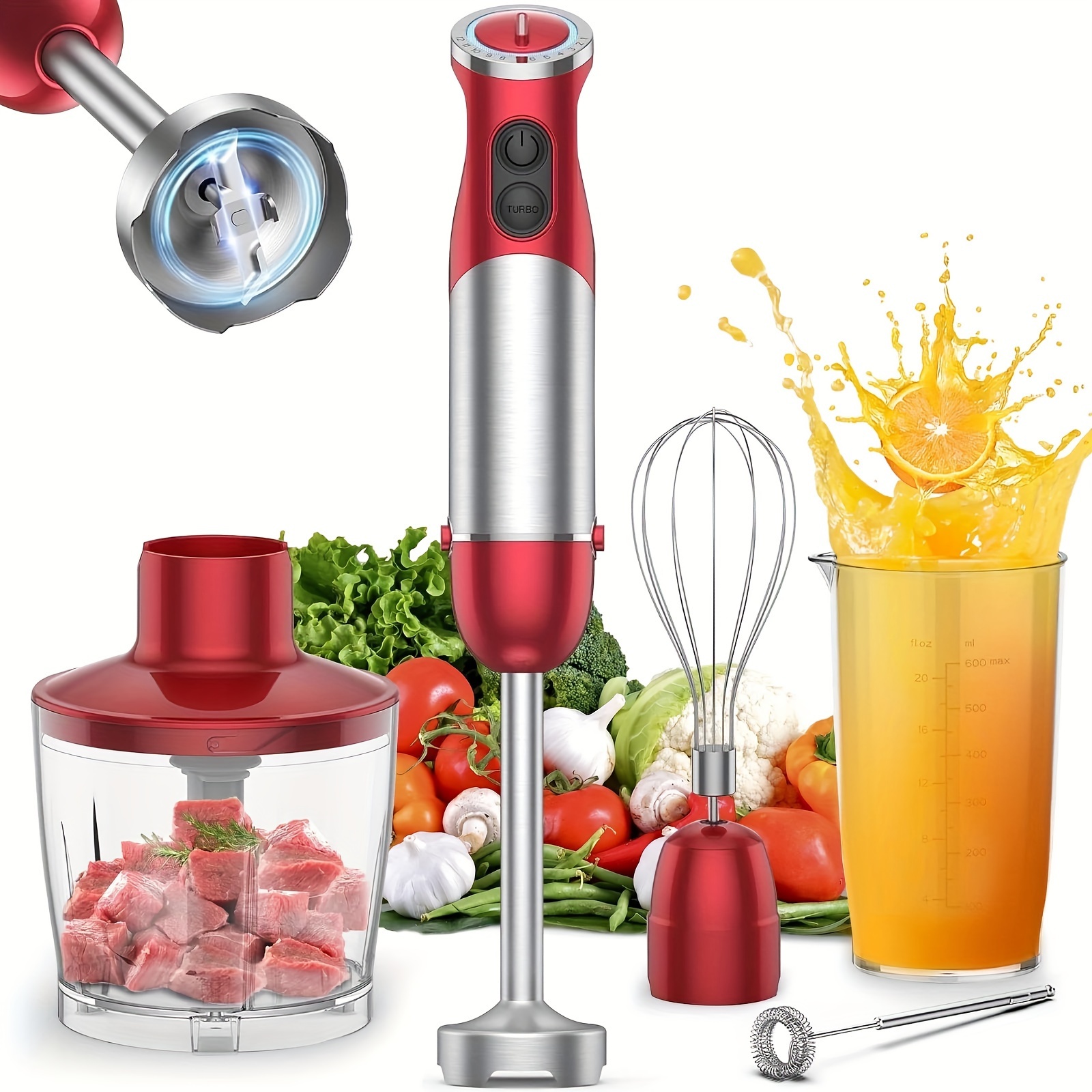 TEMU Handheld Kitchen Blender: 1000 Watt Hand Blender, 12- Blender For Food, Soups, Purees And Cakes
