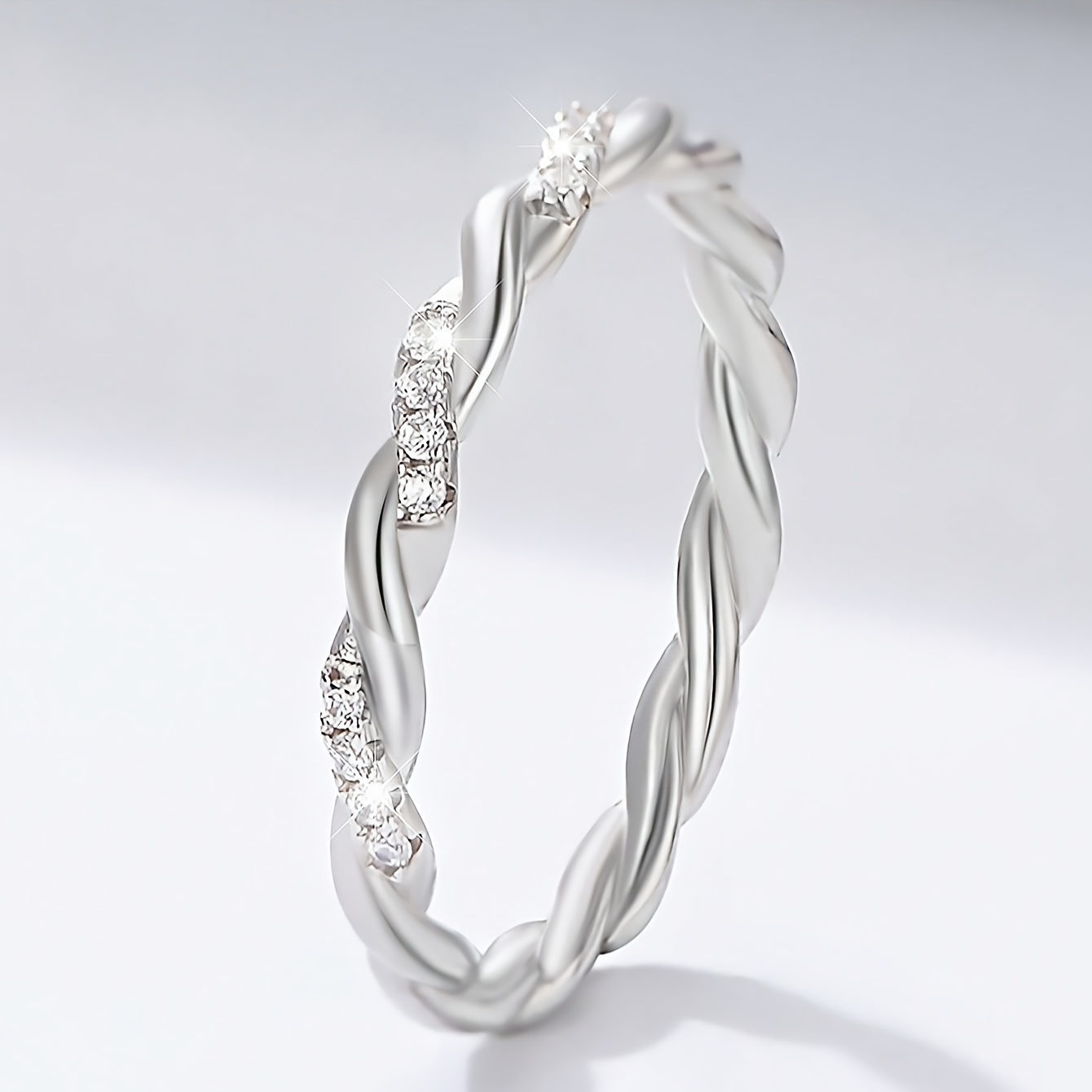 Women's S925 Silver Line Twist Wrap Ring, Wedding Gift