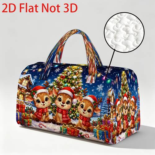2d flat 1pc reusable grocery bags christmas reindeer gift on themed quilted handbags christmas decor multi purpose holiday gift for easy zipper closure trendy and versatile used for sports daily use