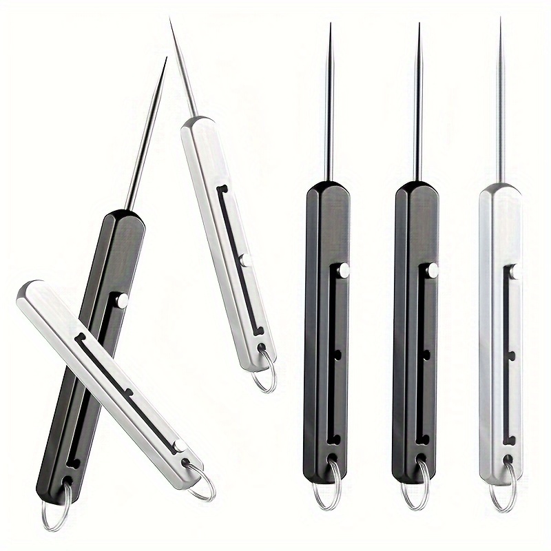 

Toothpicks With Protective Holder, Reusable, Portable & Durable Metal Toothpicks, Mini Fruit Picks, With Keychain Attachment For On-the-go Teeth Care