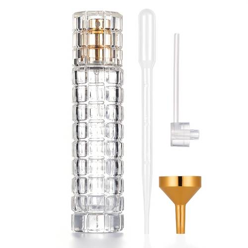 photo de l'article flacon atomiseur de parfum rechargeable 30 ml, flacon de parfum en verre vide avec accessoires, lot de 4 pièces, vaporisateur de parfum de voyage portable, flacon pulvérisateur cosmétique rechargeable