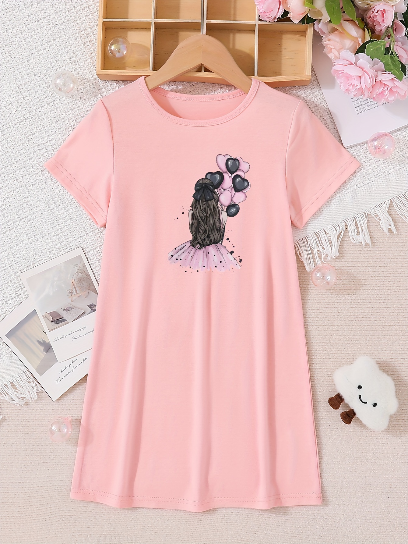 Vestido Estampado Gráfico Chica Anime Cabello Largo Globos - Temu